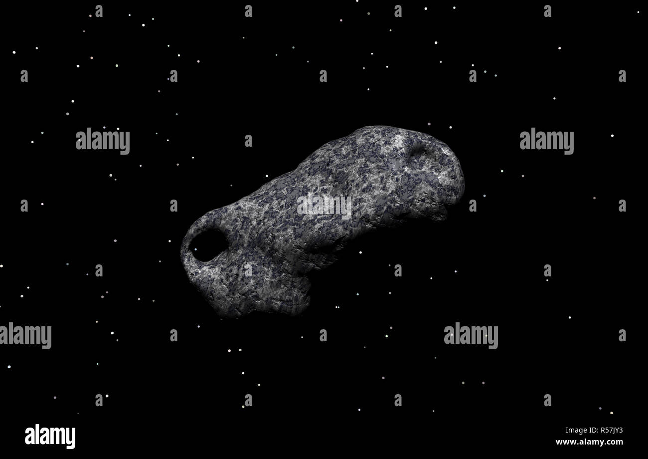 Les mouches d'astéroïdes dans l'espace Banque D'Images