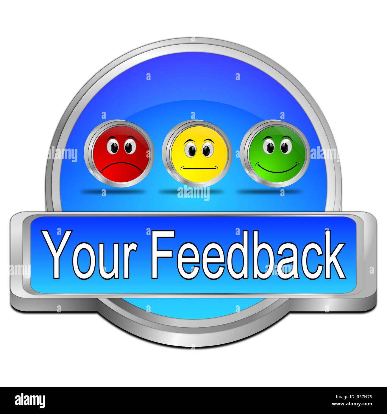 Vos commentaires - Bouton bleu 3D illustration Banque D'Images