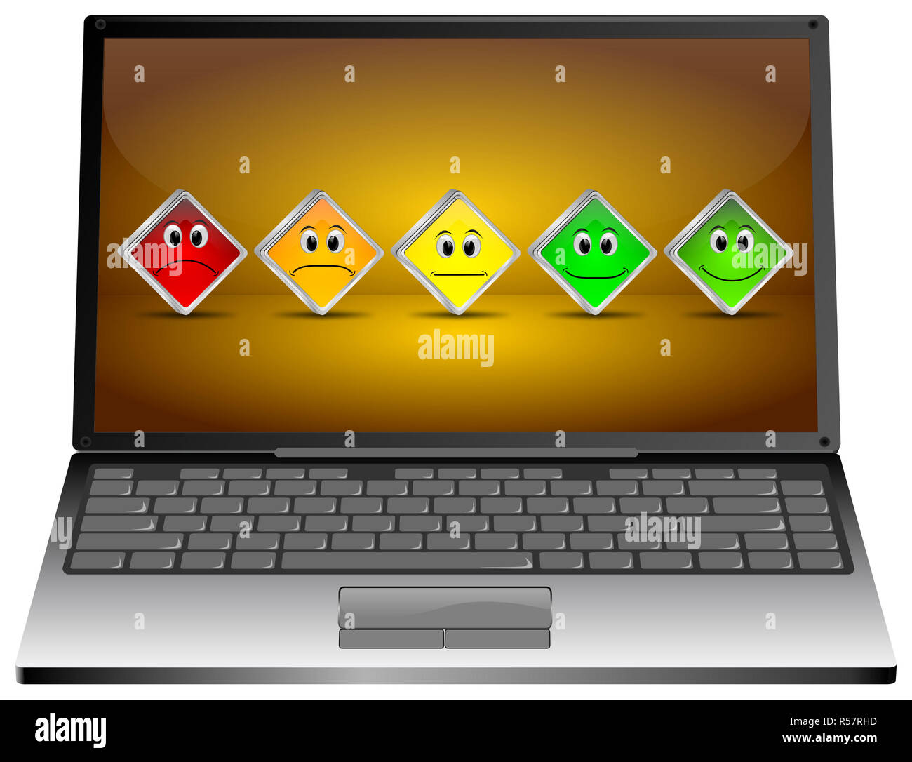 Ordinateur portable avec des boutons de vote - 3D illustration Banque D'Images