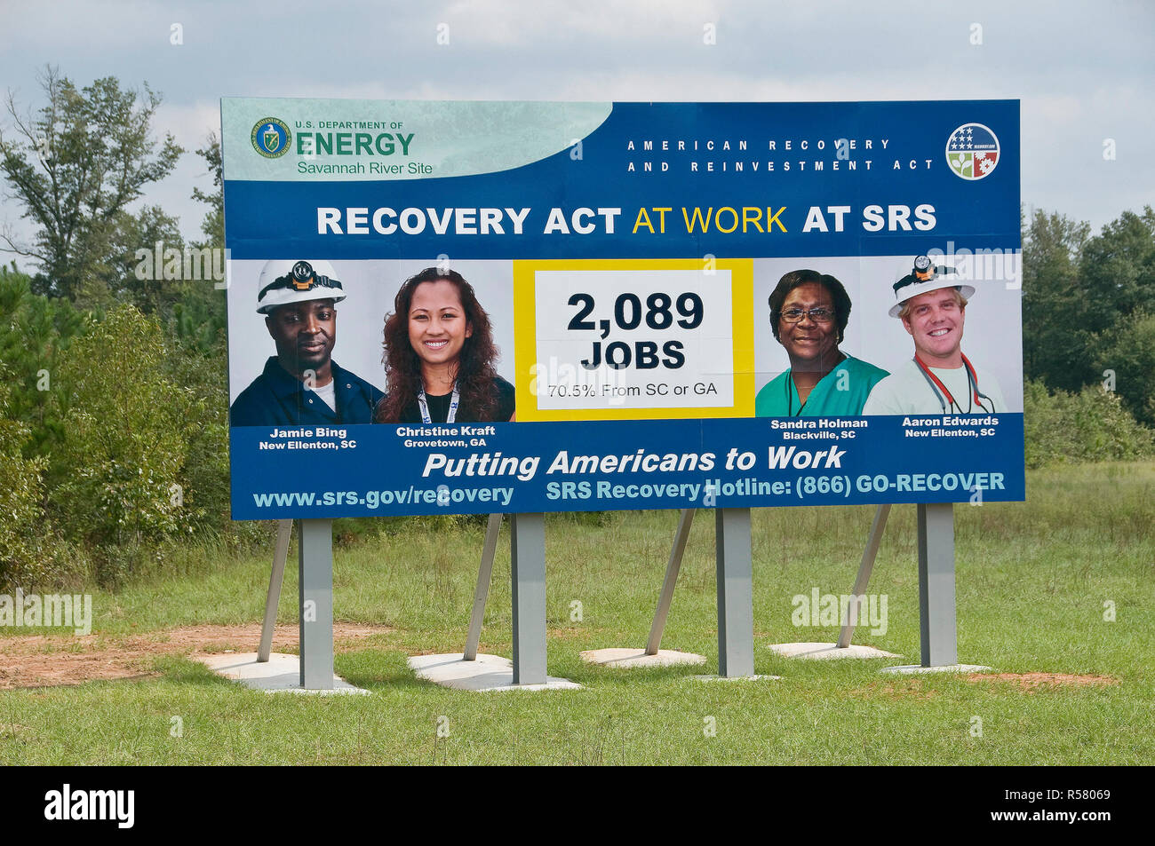 2009 - Ministère de l'énergie, site de Savannah River, l'American Recovery and Reinvestment Act sign Banque D'Images