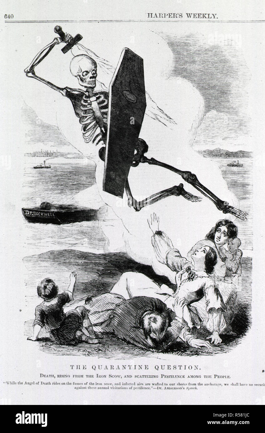 Caricature avec diffusion de la mort de la peste parmi le peuple. - Harper's Weekly Banque D'Images
