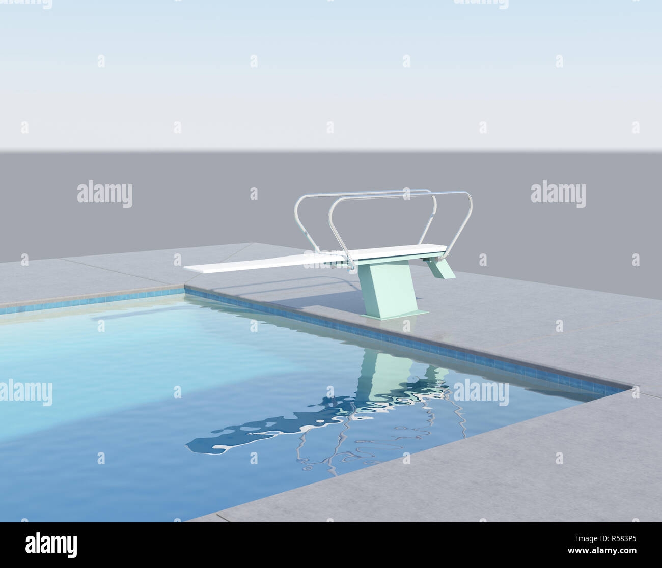 Tremplin dans la piscine Banque D'Images