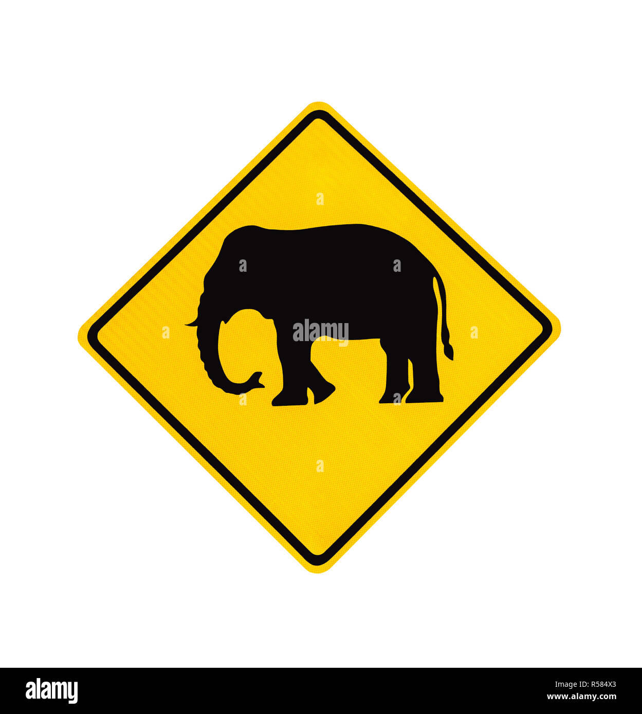 Elephant crossing road sign isolated Banque D'Images