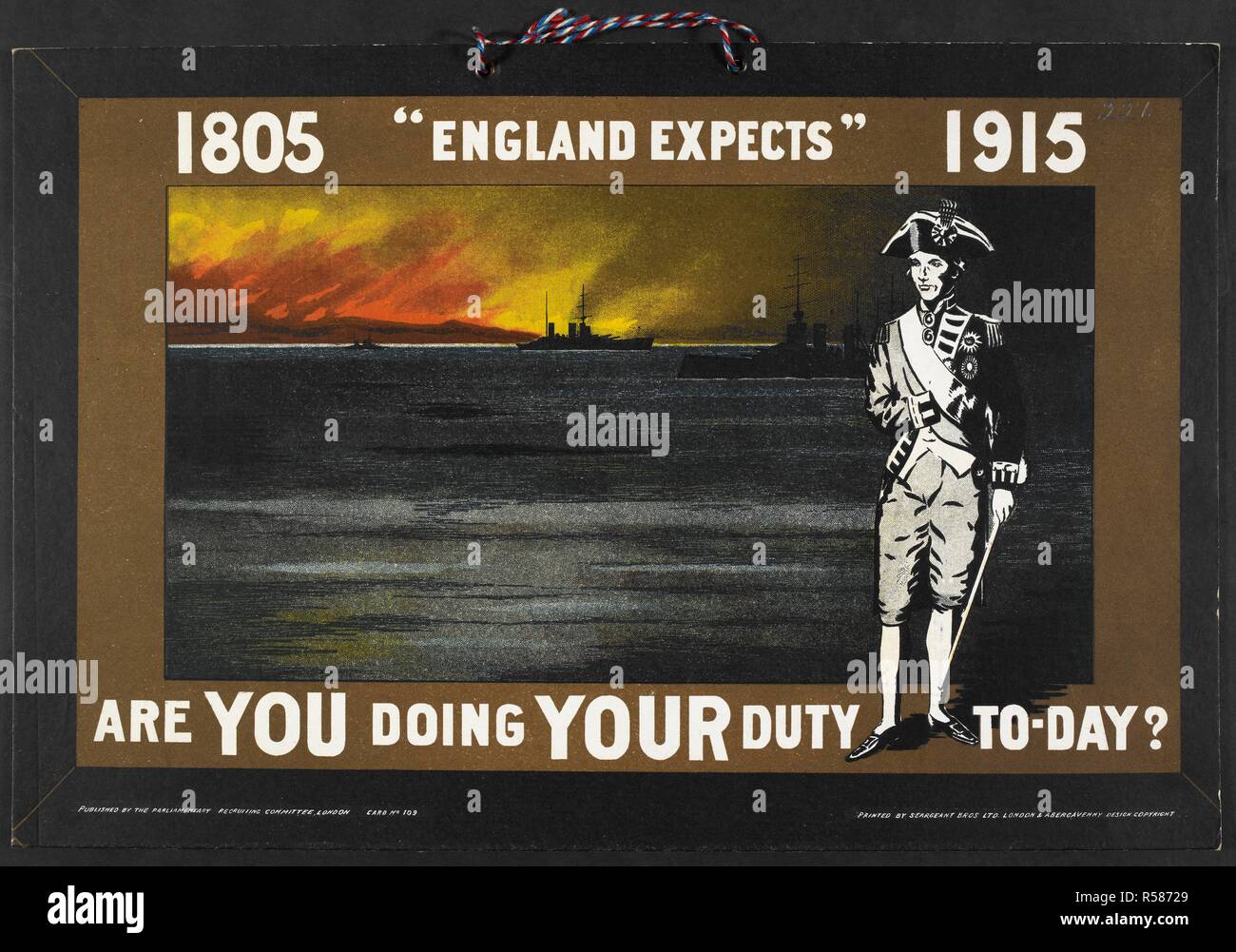 '1805' 1915 s'attend à ce que l'Angleterre. Une affiche de recrutement montrant Lord Horatio Nelson. [Une collection de guerre anglais et français (Première Guerre mondiale) Affiches.]. 1914-1919. Source : Tab.11748.a. poster 221. Banque D'Images