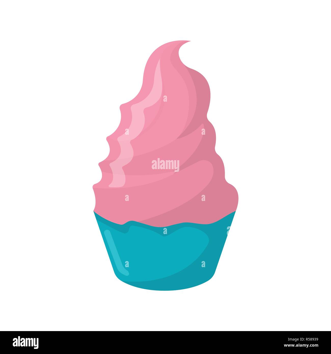 Caricature de la crème glacée. Summer Sundae Logo et label pour magasin de crème glacée. Vector Illustration. Illustration de Vecteur