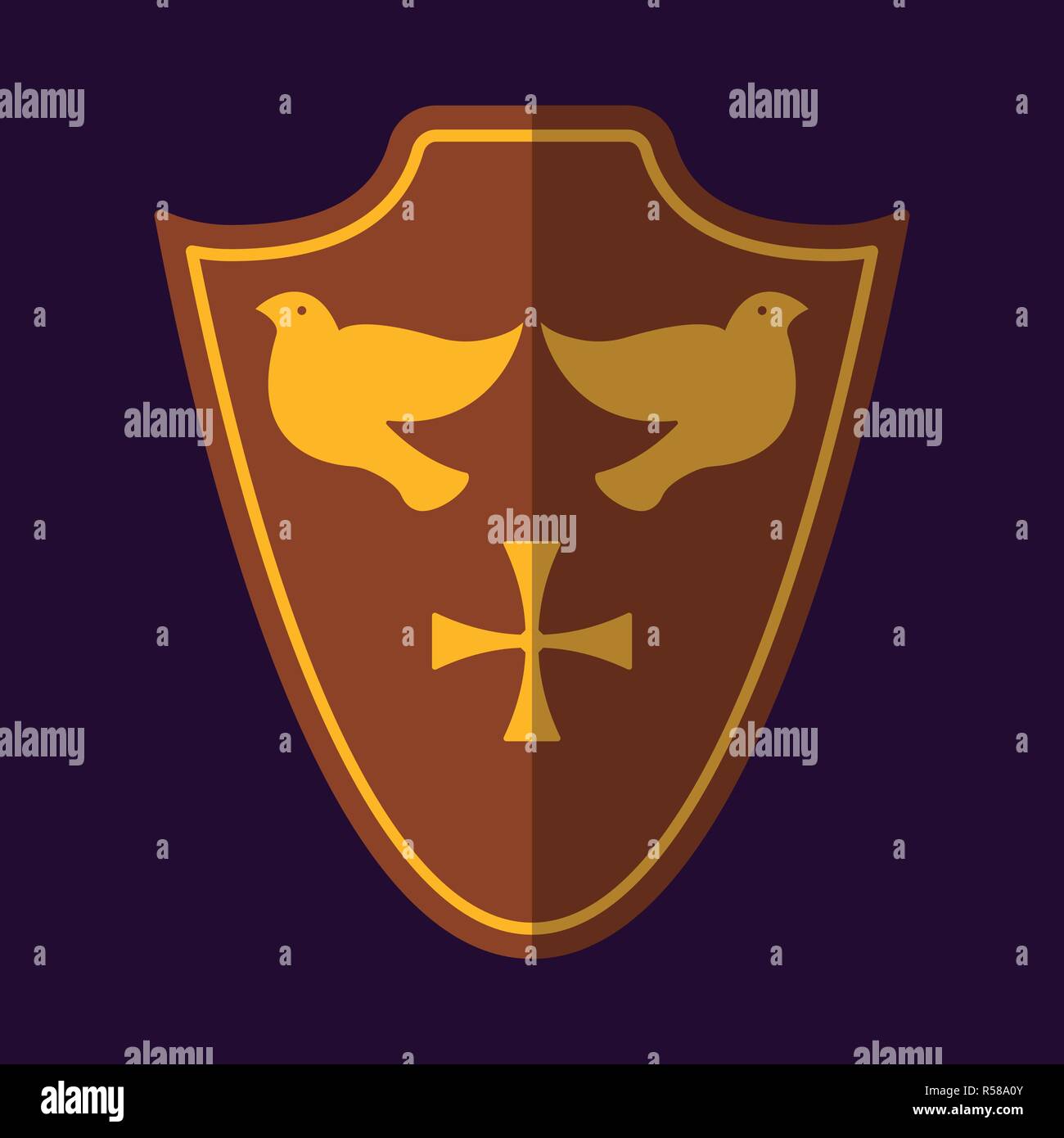Icône de bouclier médiéval et de l'étiquette. Style plat. Logo d'illustration vectorielle. Illustration de Vecteur