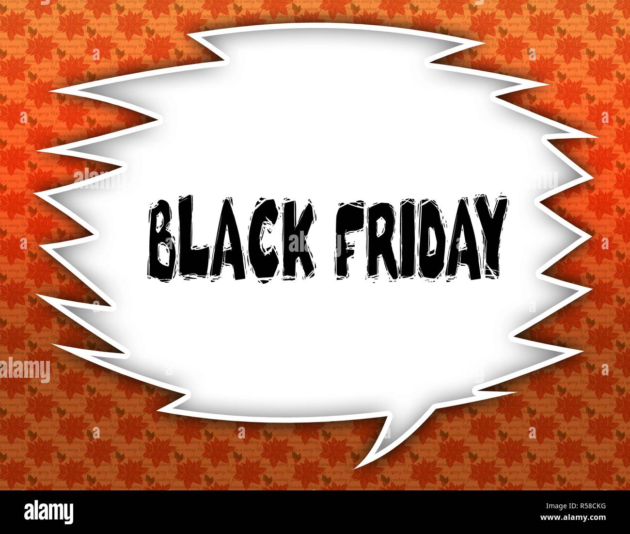 Bulle avec le vendredi noir du texte. Fond d'écran fleuri. Banque D'Images