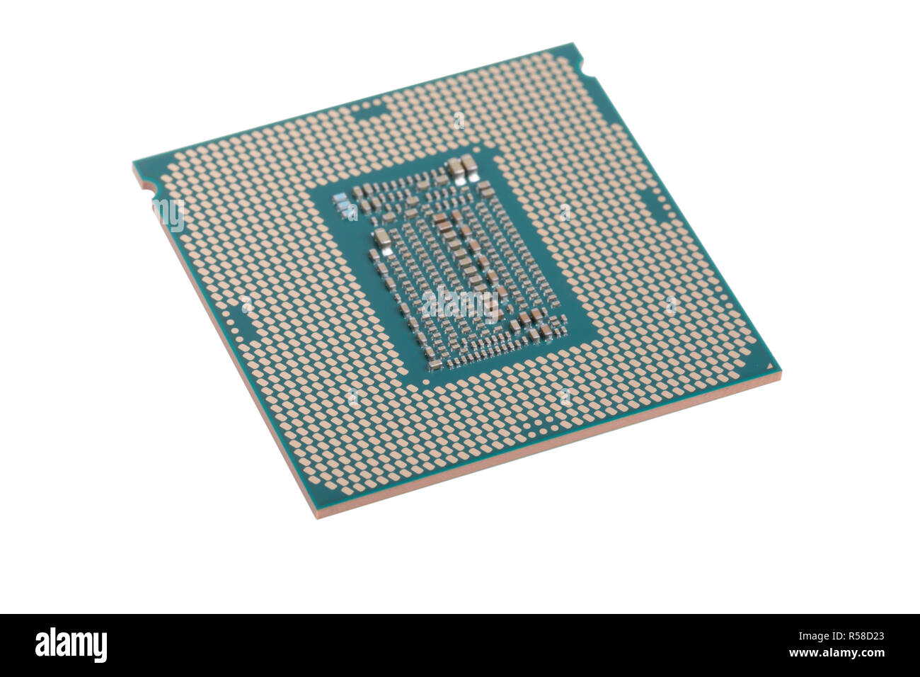 Outil informatique x86 9e génération moderne, unité centrale de traitement (CPU), isolé sur fond blanc Banque D'Images