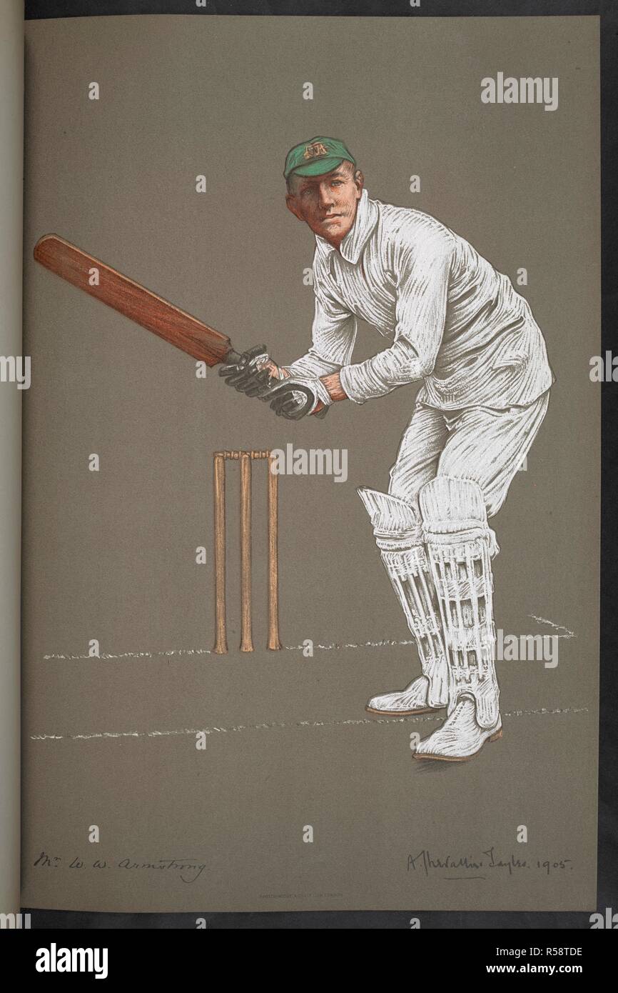 M. W. W. Armstrong, de l'Australie. Windridge Warwick Armstrong (1879-1947) était un joueur de cricket australien qui a joué 50 matches de test entre 1902 et 1921. L'Empire de cricket. À partir de dessins originaux de A. Chevallier Tayler. Avec des notes biographiques par G. W. Beldam. [48 saison 1905 plaques avec texte descriptif.]. [Paris] : La Fine Art Society, Ltd. 148 New Bond Street, W., [1905]. Source : C.194.c.87, la plaque 33. Langue : Anglais. Banque D'Images