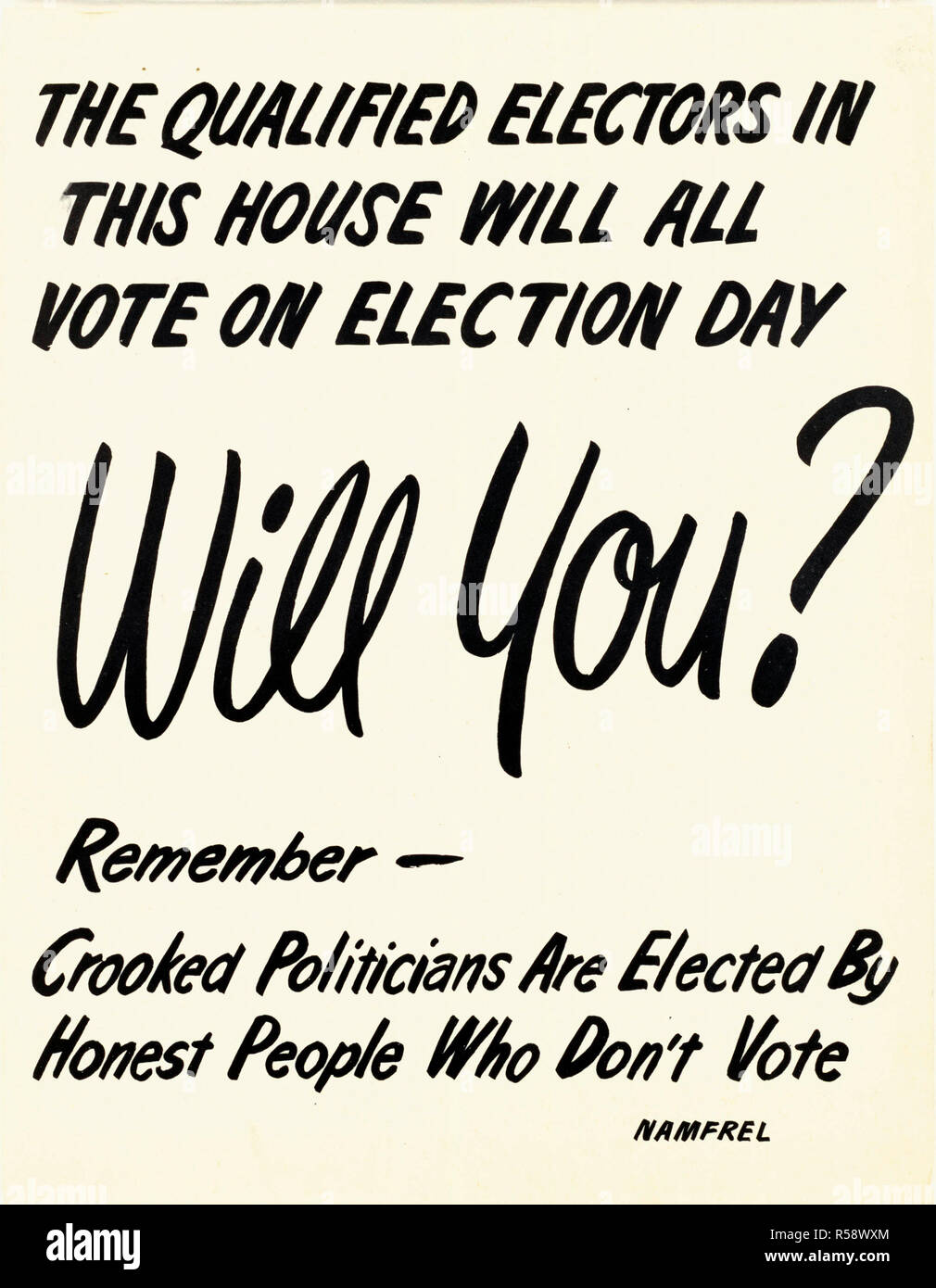 Personne ne peut nous empêcher d'exercer notre droit de vote donné par Dieu - Années 1950 Faire sortir le vote Poster Banque D'Images