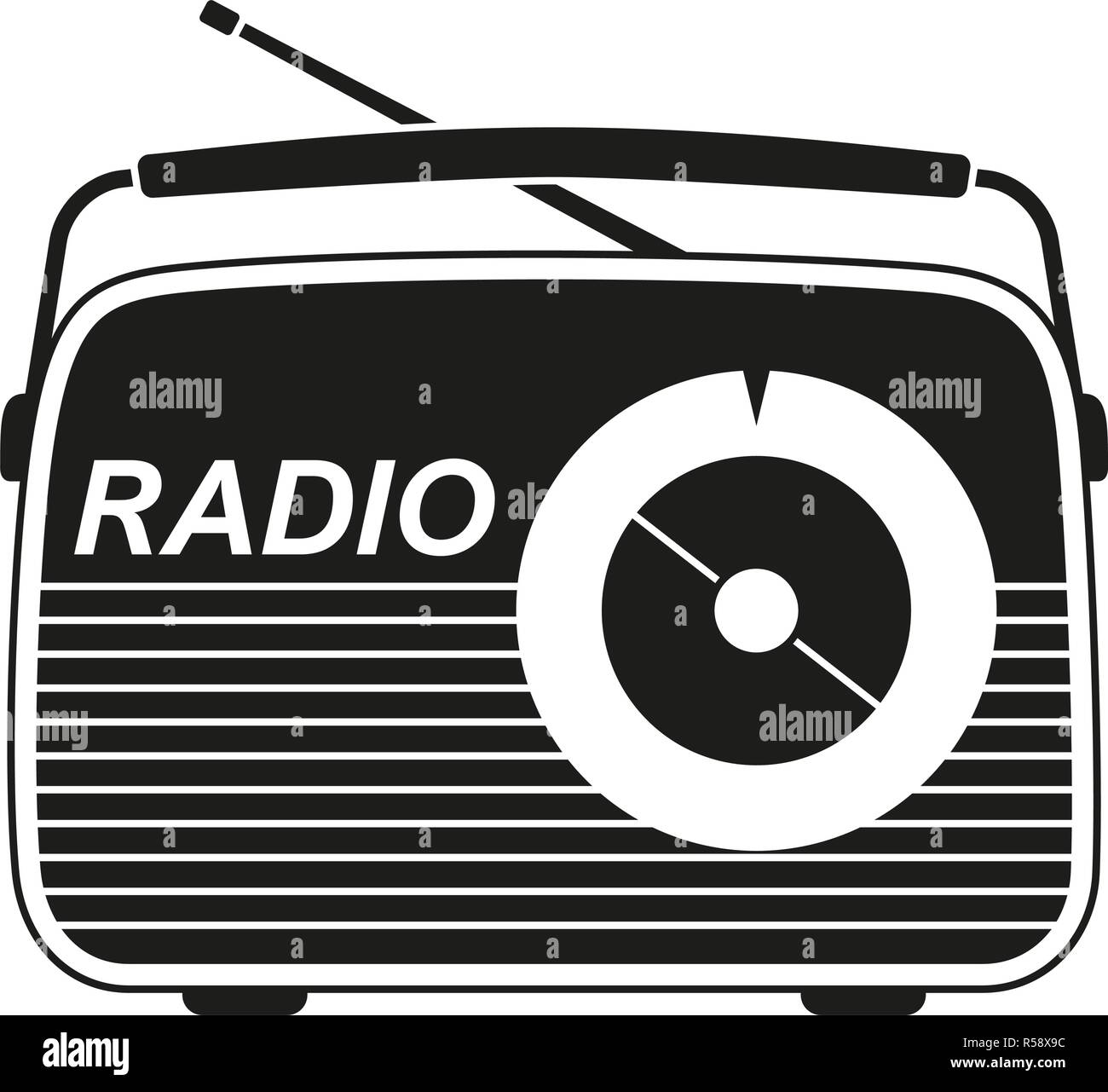 Radio rétro noir et blanc silhouette Image Vectorielle Stock - Alamy