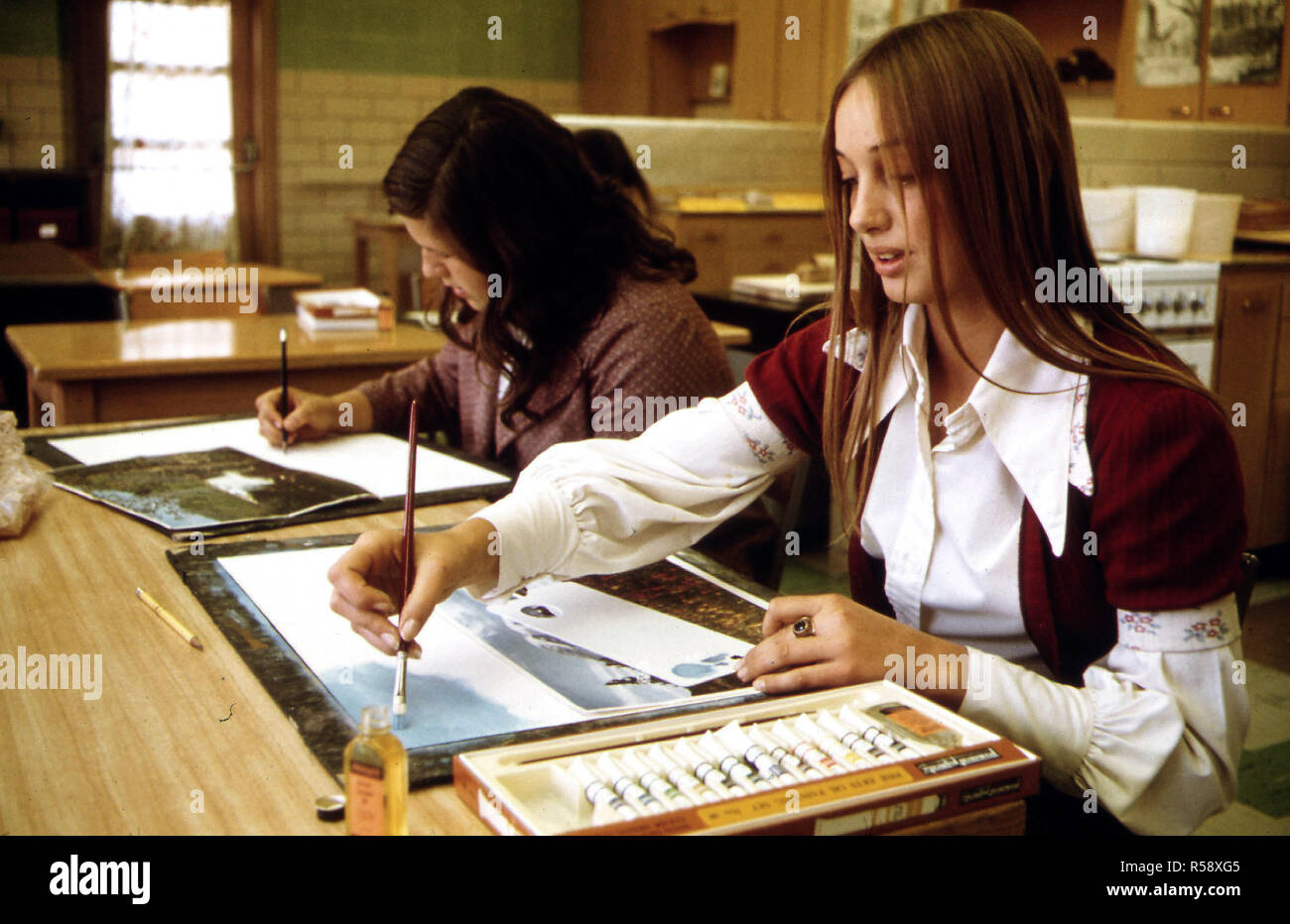 Les élèves de la classe d'art à la Cathédrale Senior High School à New Ulm, Minnesota ca. 1975 Banque D'Images
