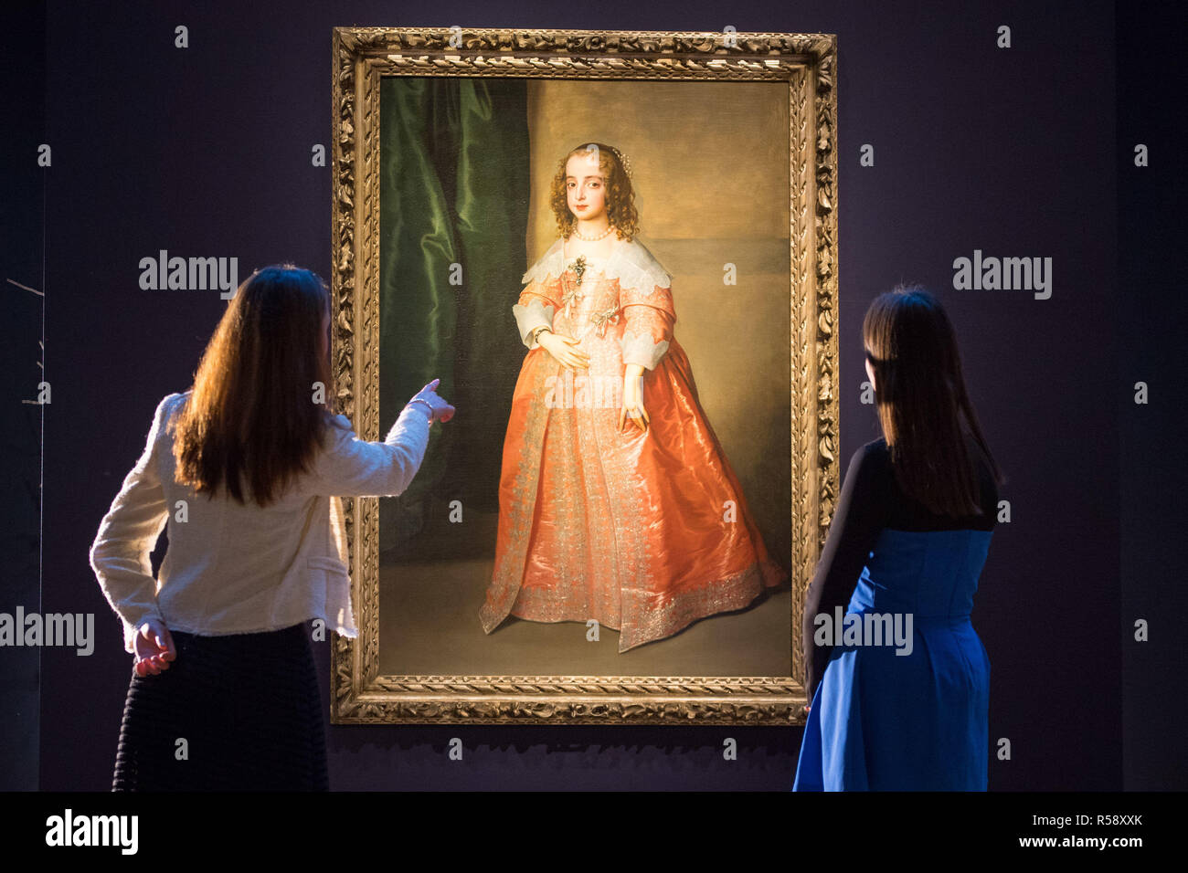 Le portrait de Sir Anthony van Dyck de la princesse Mary, fille du roi Charles Ier d'Angleterre, d'une valeur de 5 à 8 millions de livres sterling, en démonstration au salon Christie's dans le centre de Londres, en prévision des ventes de la semaine classique à venir. Banque D'Images