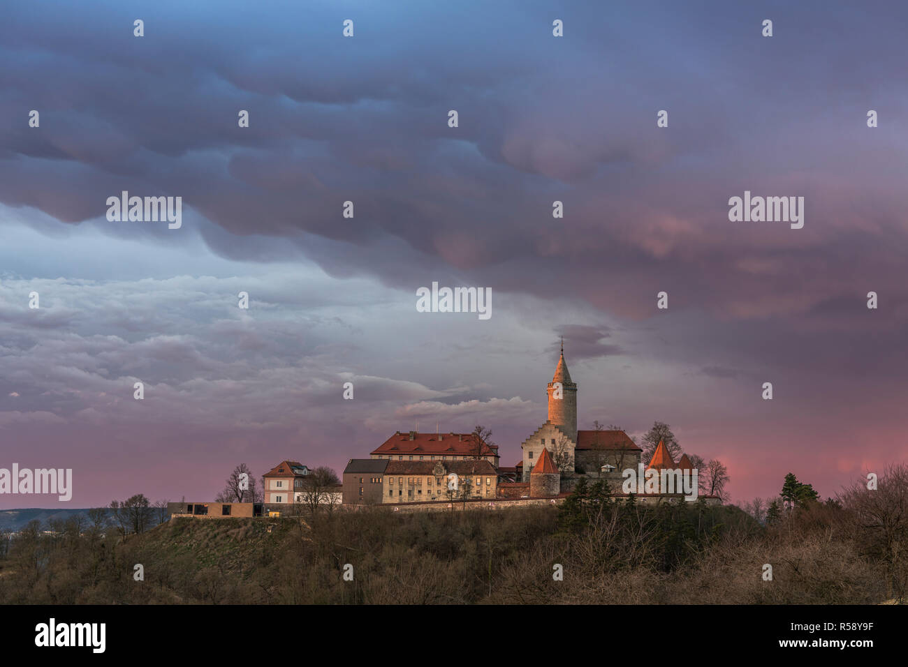 Szinérváralja, orages, nuages Mammatus, coucher de soleil, Thuringe, Allemagne Banque D'Images