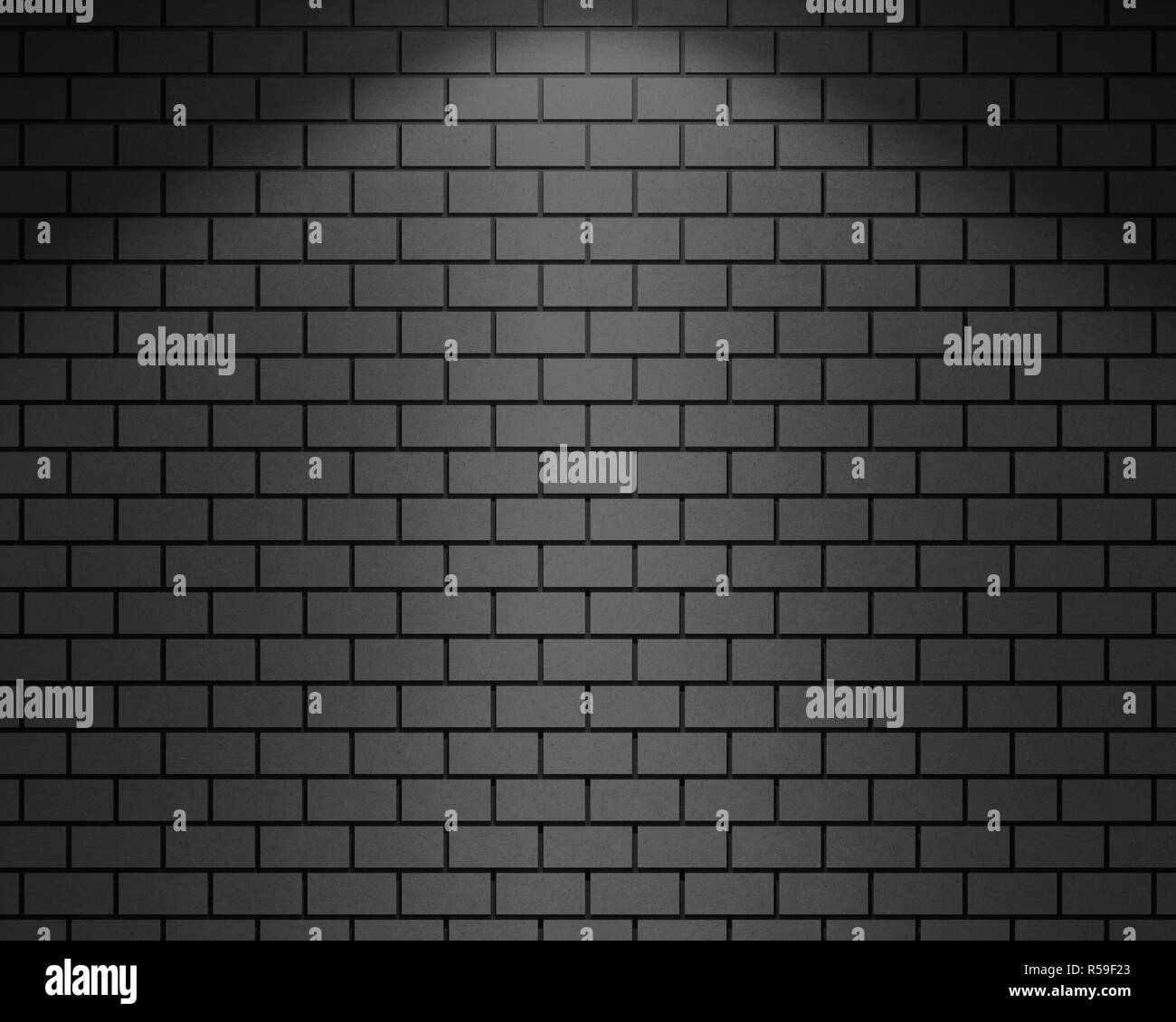 Le rendu 3D du mur de briques avec éclairage SPOT LIGHT Banque D'Images