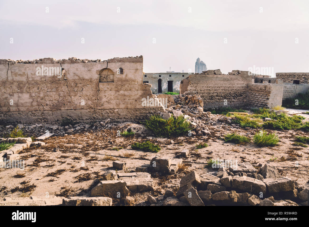 Al Jazirah Al Hamra Village fantôme aux Émirats Banque D'Images