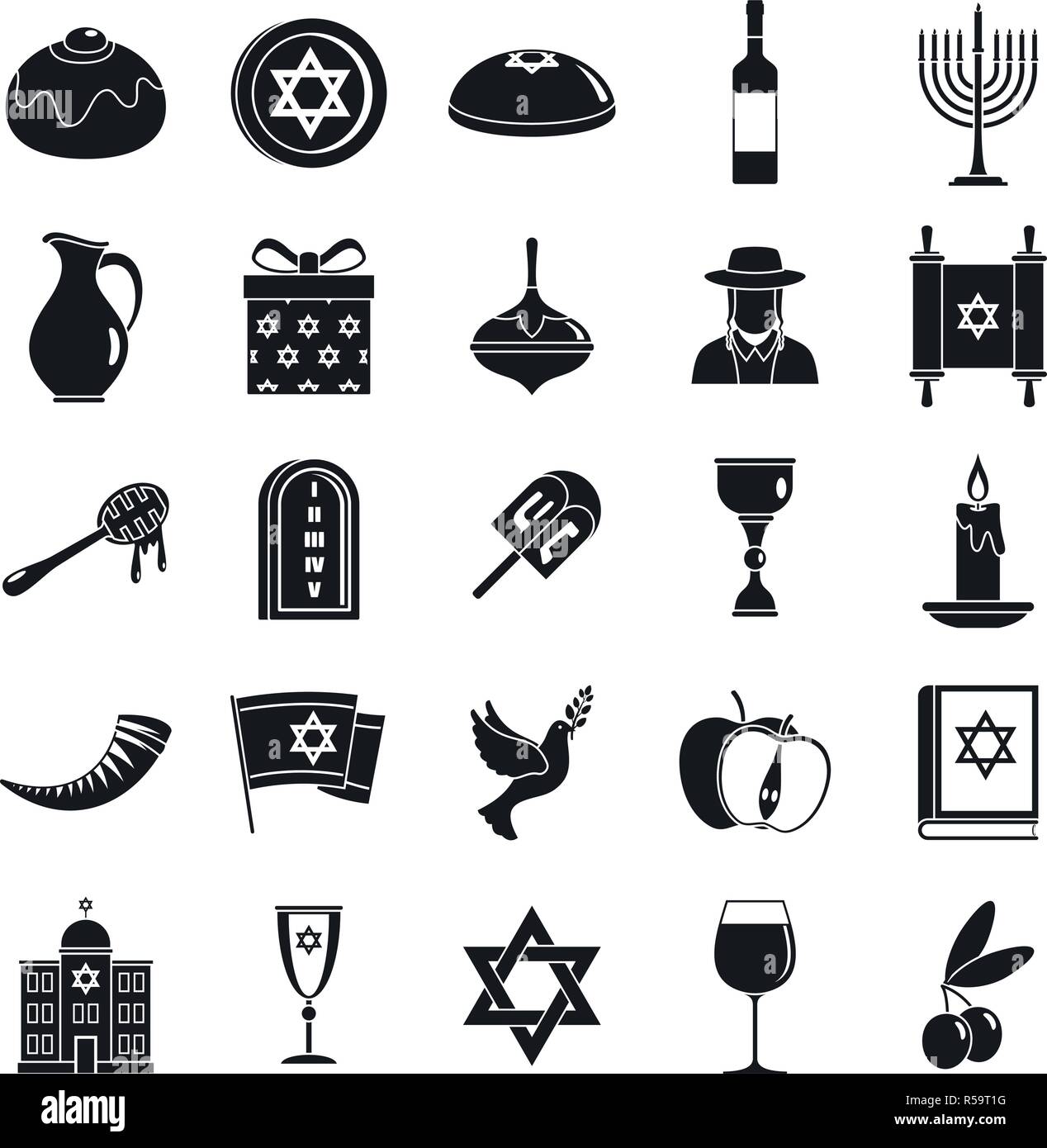 Hanukkah menorah icon set. Simple jeu d'hanukkah menorah icônes vectorielles pour le web design sur fond blanc Illustration de Vecteur