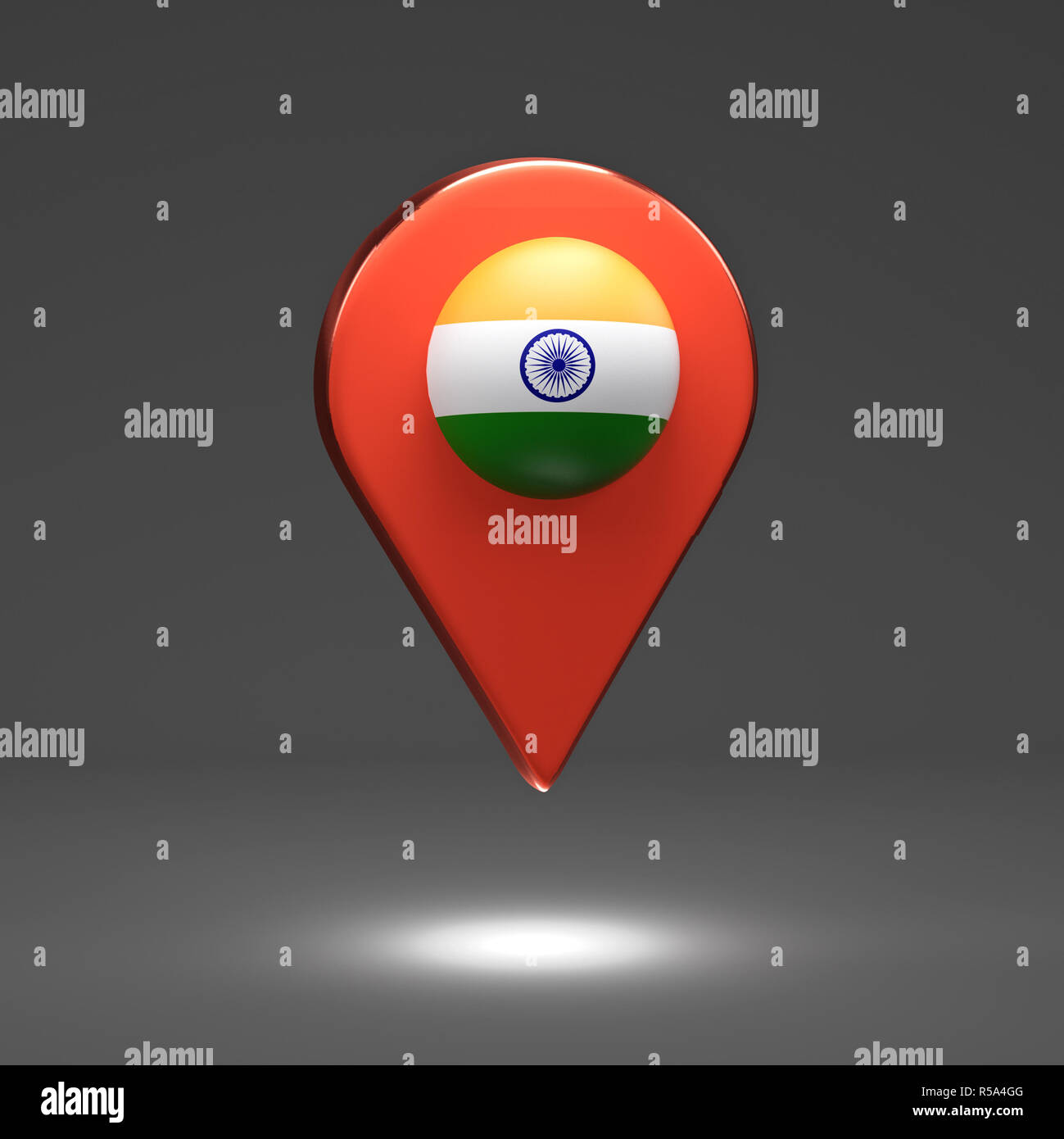 Rendu 3D Illustration. La carte de communication avec le drapeau de l'Inde. Banque D'Images