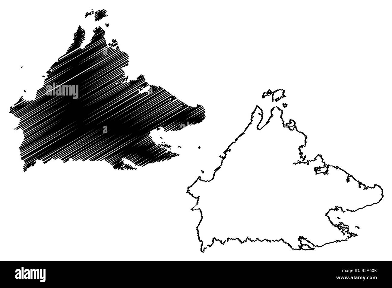 Sabah (États et territoires fédéraux de la Malaisie, Fédération de Malaisie) map vector illustration, scribble sketch carte Sabah Illustration de Vecteur