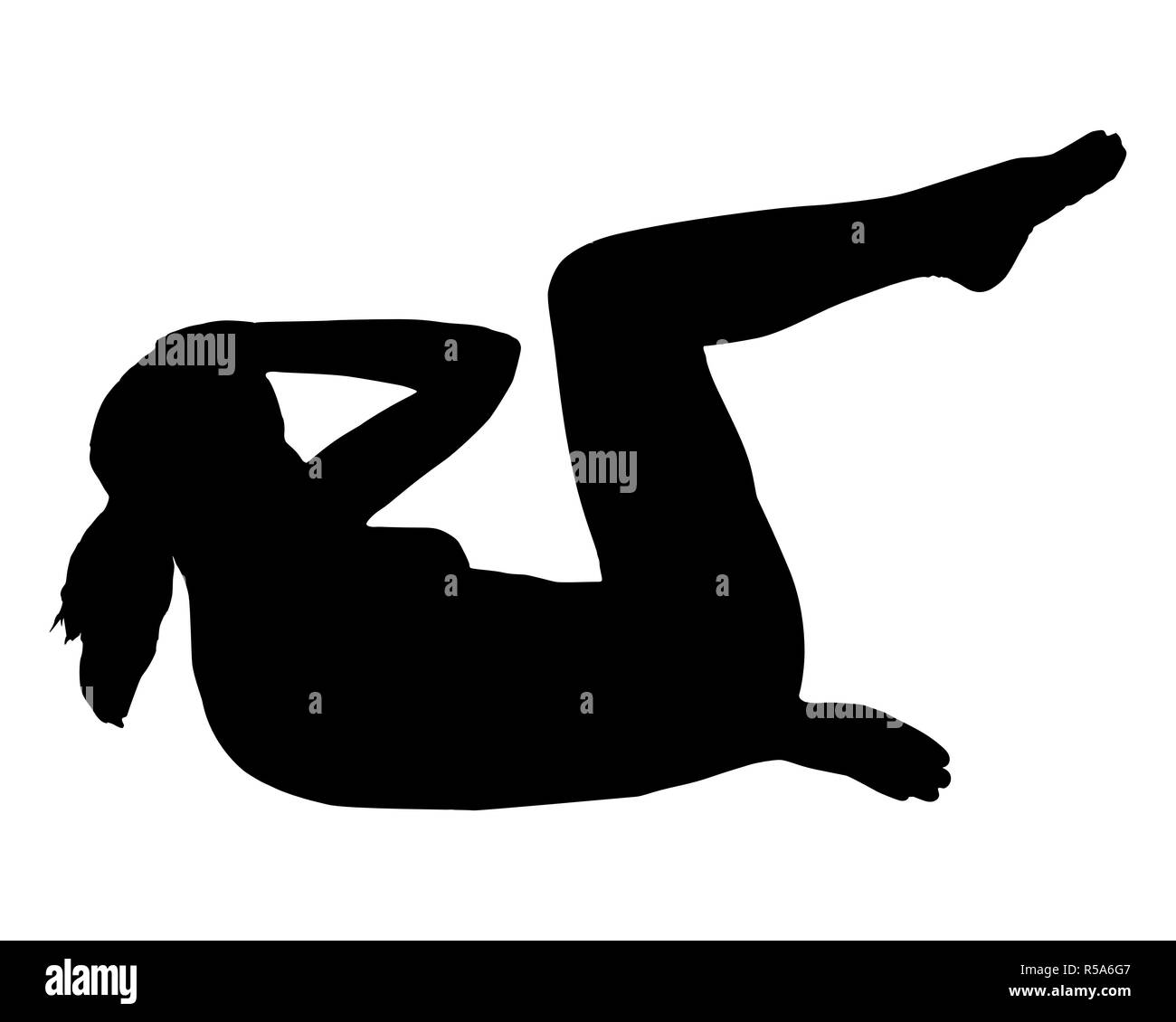 Silhouette d'une femme faisant du yoga Banque D'Images
