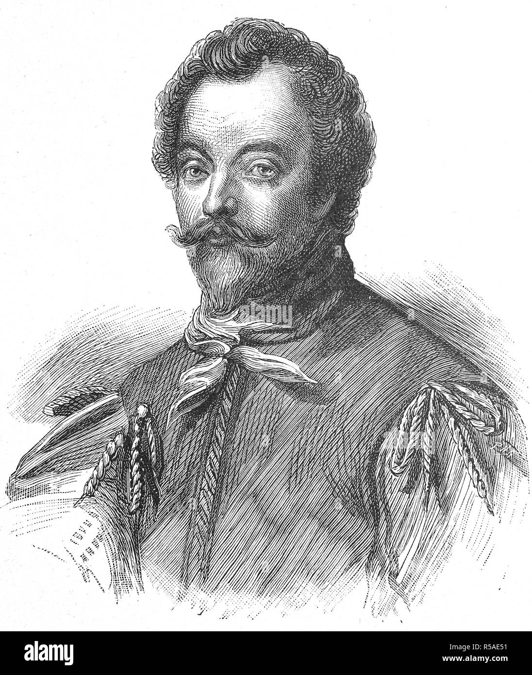 Sir Francis Drake, vice-amiral, 1540, 1596, gravure sur bois, portrait, 1885, Angleterre, Royaume-Uni Banque D'Images