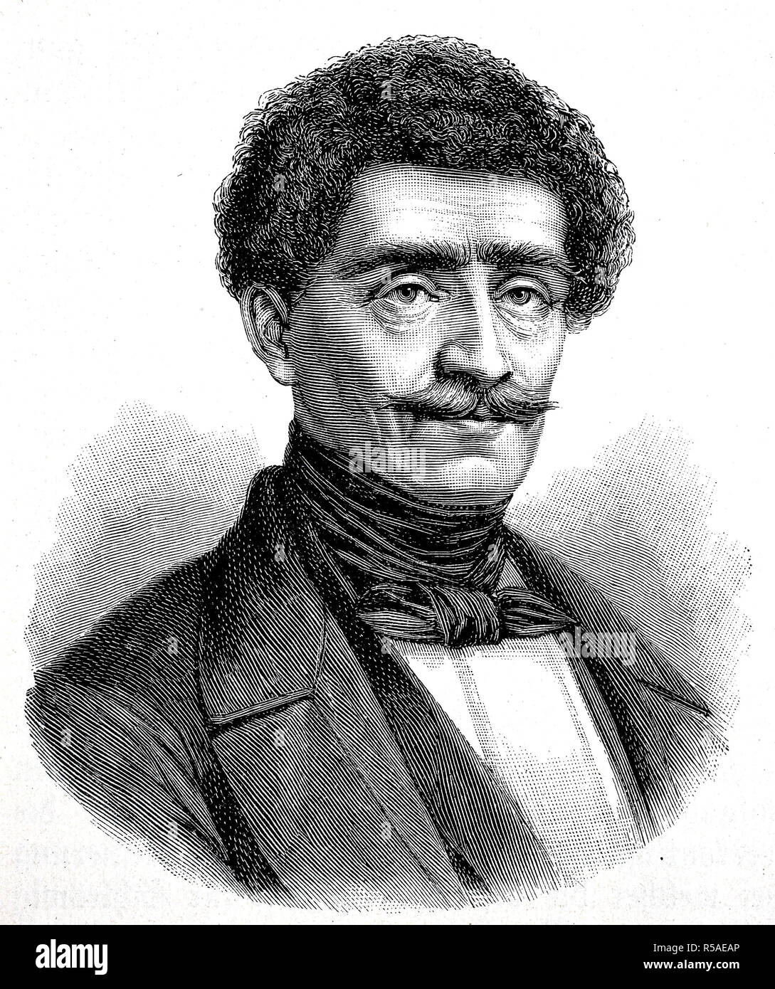 Hans Adolf Erdmann d'Auerswald, 19 octobre 1792 -18. Septembre 1848, le général prussien, woodcut, Allemagne Banque D'Images