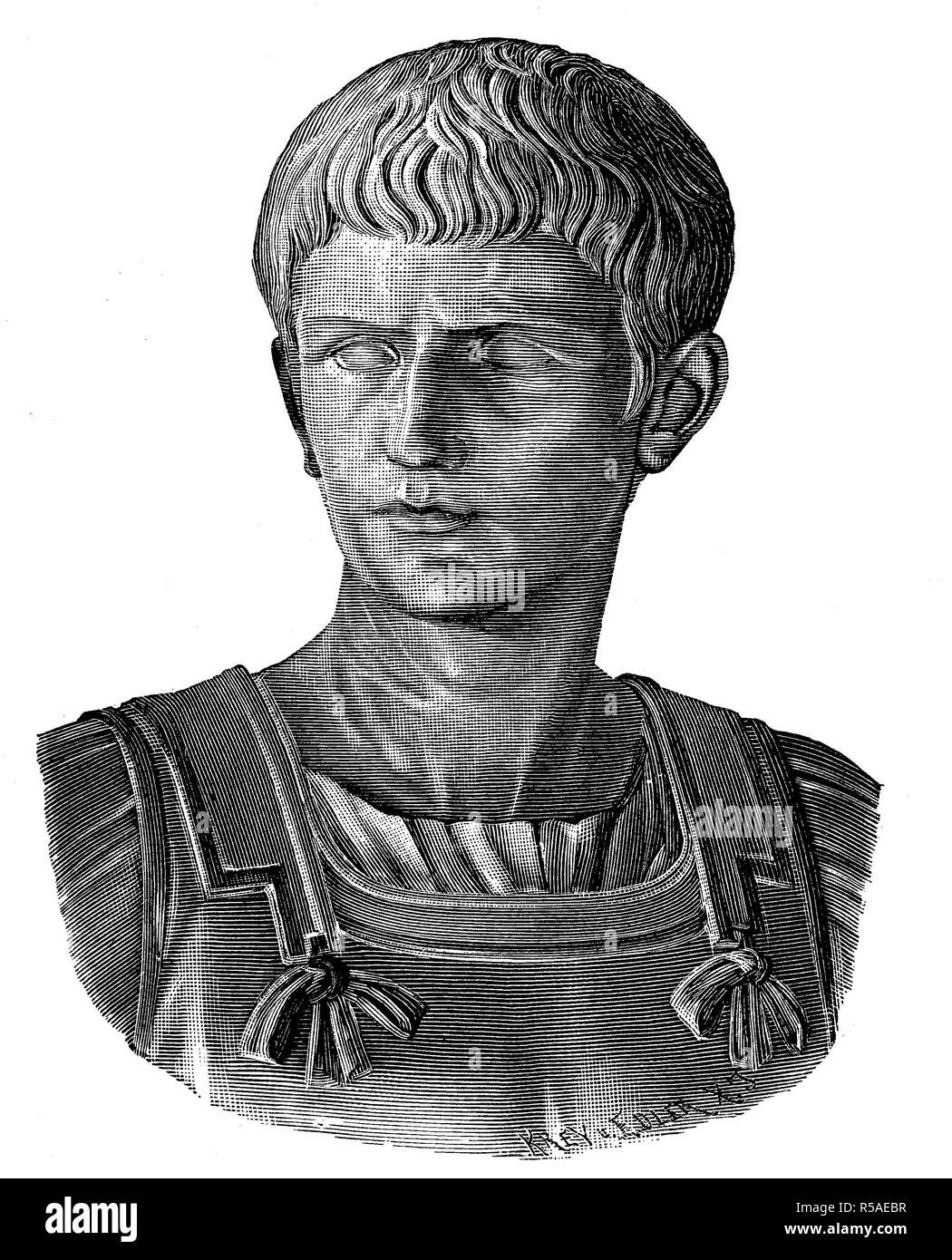 Gaius Caesar Augustus Germanicus, 31 Août 12, 24 janvier 41, connu sous le nom de Caligula, woodcut, Italie Banque D'Images