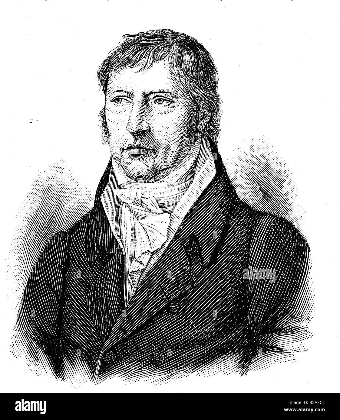 Portrait de Georg Wilhelm Friedrich Hegel, le 27 août 1770, 14 novembre 1831, philosophe, woodcut, Allemagne Banque D'Images
