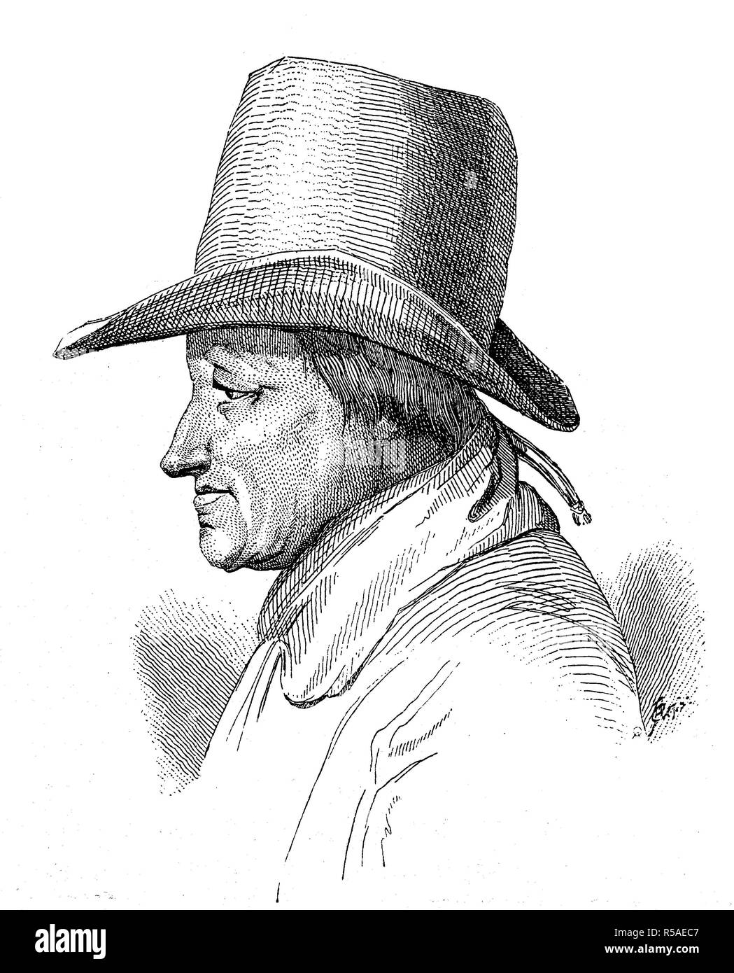 Jean-Marie Roland de La Platiere, Février 18, 1734, 10 novembre 1793, était un économiste et homme politique français pendant les Français Banque D'Images