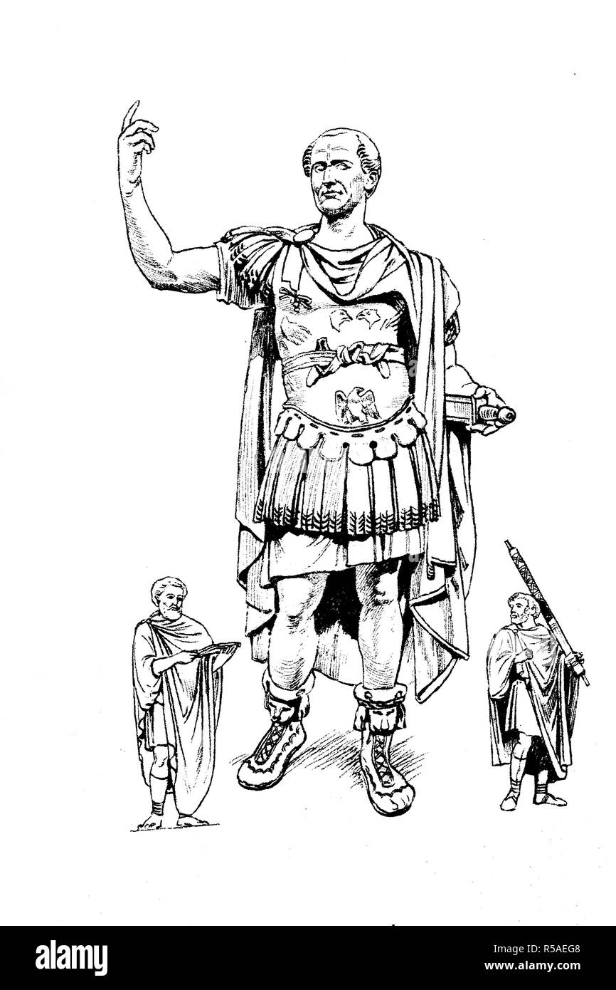 La mode des hommes dans l'antiquité, Rome, l'homme avec toga, woodcut, Italie Banque D'Images