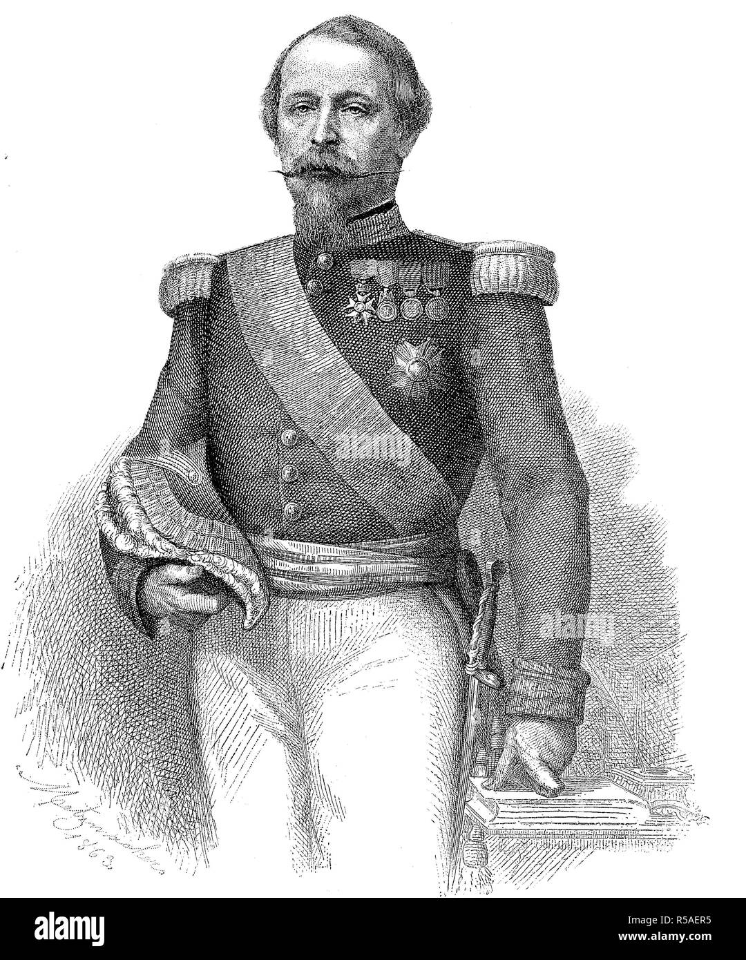 Napoléon III, le 20 avril 1808, le 9 janvier 1873, nom de naissance de Charles Louis Napoléon Bonaparte, woodcut, France Banque D'Images