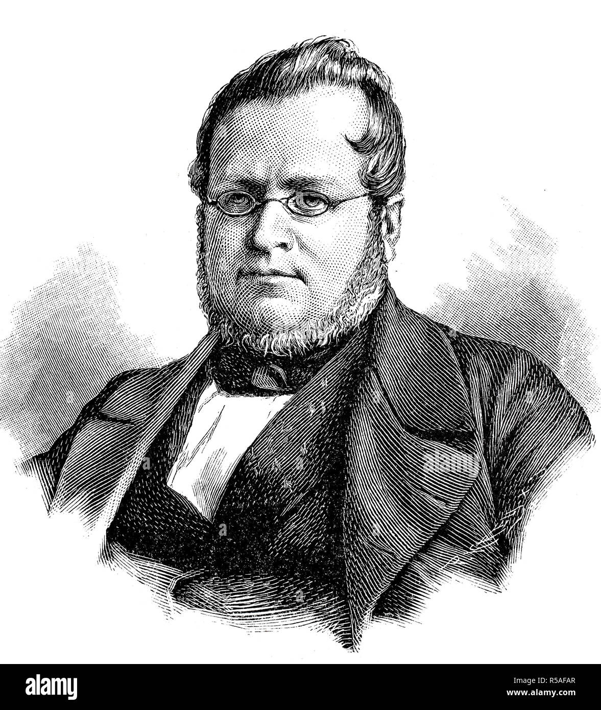 Camillo Benso Comte de Cavour, 10 août 1810- Le 6 juin 1861, Premier Ministre du Royaume de Sardaigne, woodcut, Italie Banque D'Images