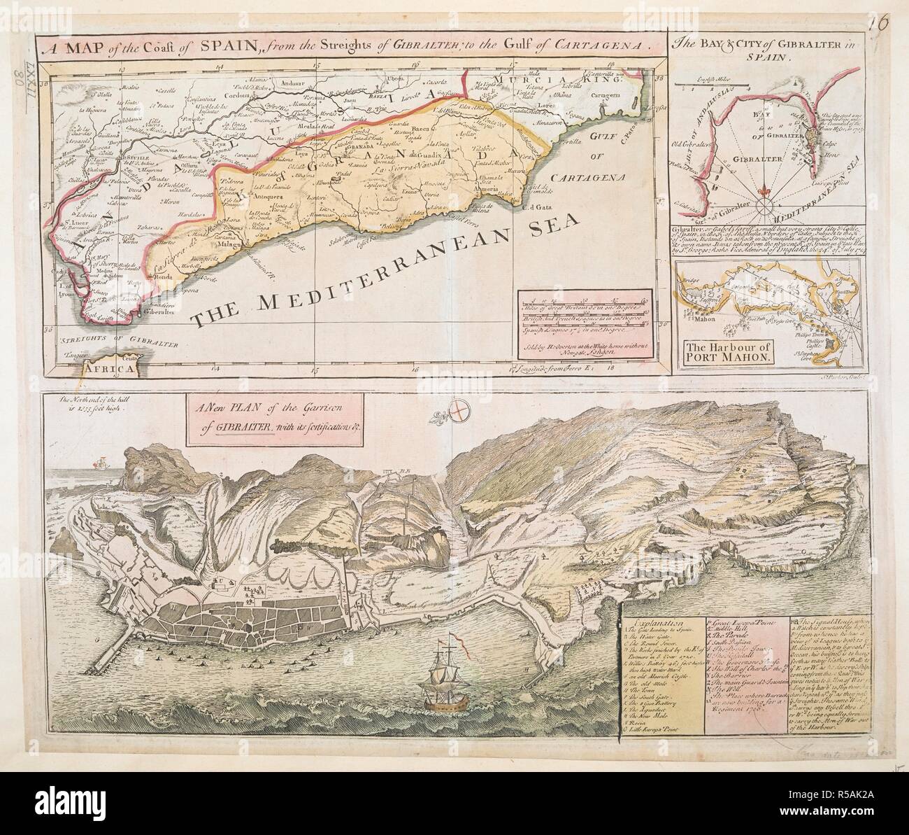 mahon espagne carte Une carte de la côte de l'Espagne, et deux cartouches par sondage 