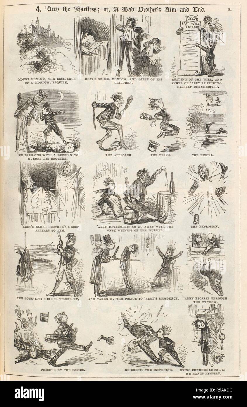 Arry le eartless « ; ou, un mauvais frère but et fin. Un satires sur la sensation nouvelle. . De Noël de Beeton annuelle. Londres, [1860], etc.. Source : P.P.6704 volume 5, page 81. Banque D'Images