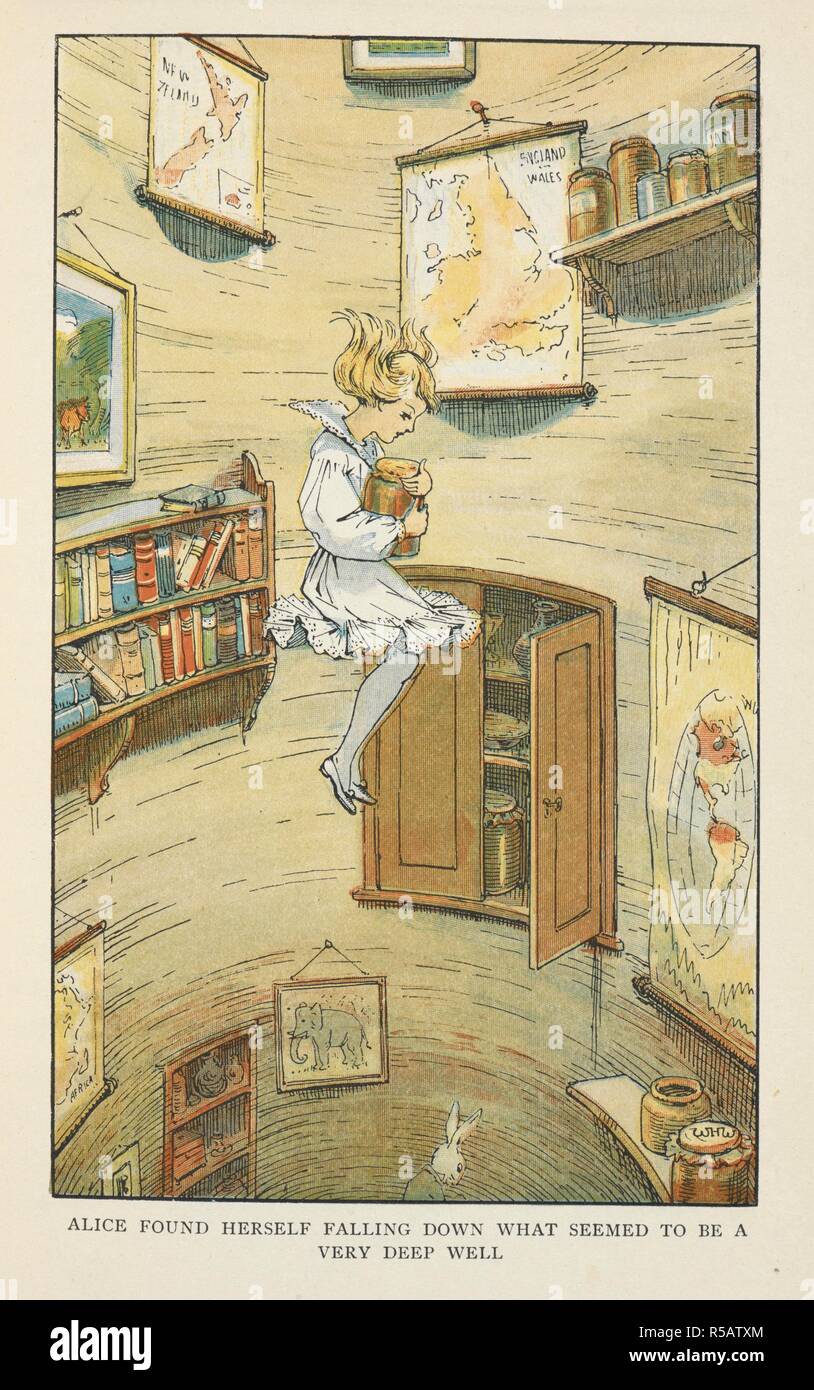 Alice se retrouva tomber ce qui semblait être une très profonde. . Alice's Adventures in Wonderland ... Avec huit plaques de couleur et cent douze autres illustrations par Charles Robinson.. London ; New York : John Lane, [1907]. Source : 12803.t.20 en face de la plaque de la page 2. Auteur : Charles Lutwidge Dodgson,, pseud. Lewis Carroll. WALKER, H. W. Banque D'Images