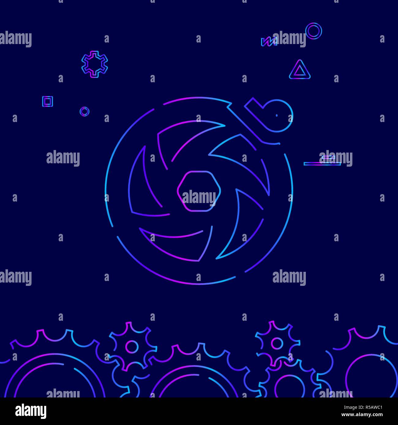 Location de vélos ou de frein à disque sur l'icône de la ligne du vecteur, Symbole, Pictogramme, signe sur un fond bleu foncé. Bordure inférieure connexes Illustration de Vecteur