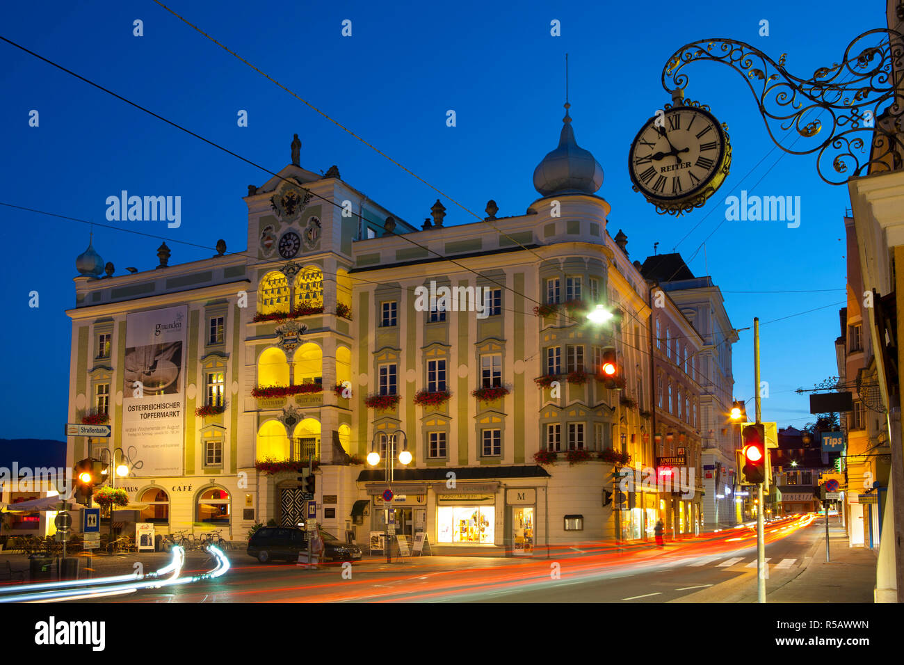 Hôtel de ville (Rathaus), Gmunden, Salzkammergut, Haute Autriche, Autriche Banque D'Images Hôtel de ville (Rathaus), Gmunden, Salzkammergut, Haute Autriche, Autriche Banque D'Images