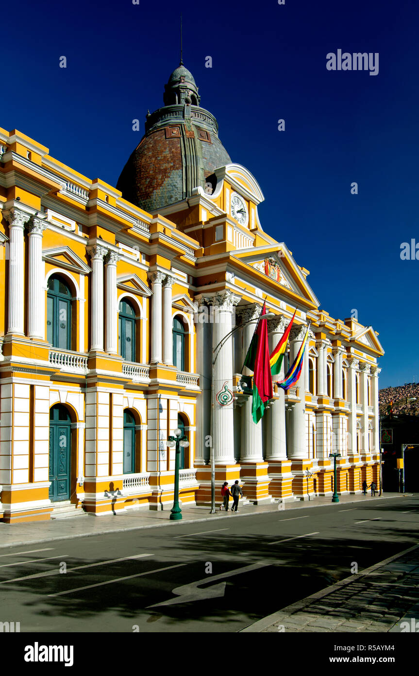 Palais législatif, Palacio Legislativo, la Bolivie, le Congrès, la Plaza Pedro Murillo, La Paz, Bolivie. Banque D'Images