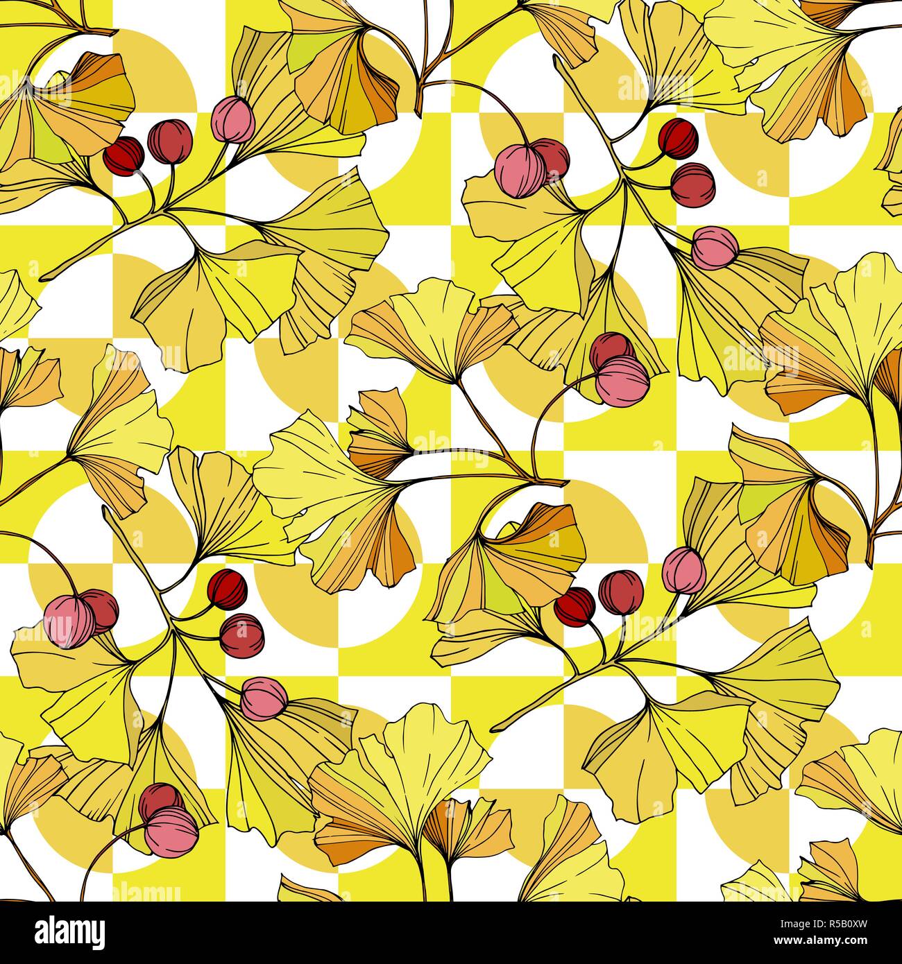 Téléchargement gratuit Images Vecteur Feuille De Ginkgo Jaune Motif De Fond Transparent dernière par