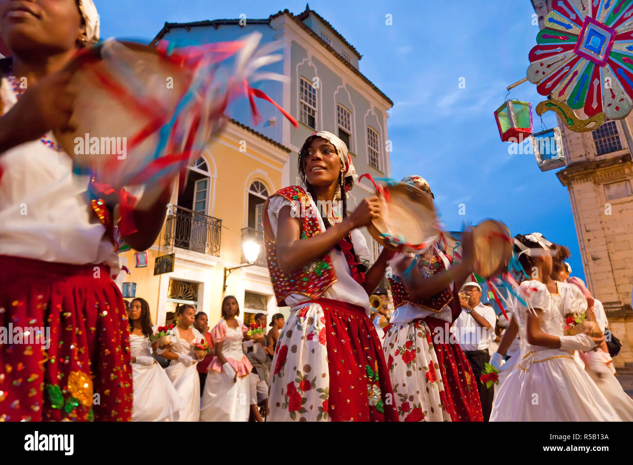 Défilé de Noël et carnaval, Pelourinho, Salvador, Bahia, Brésil Banque D'Images