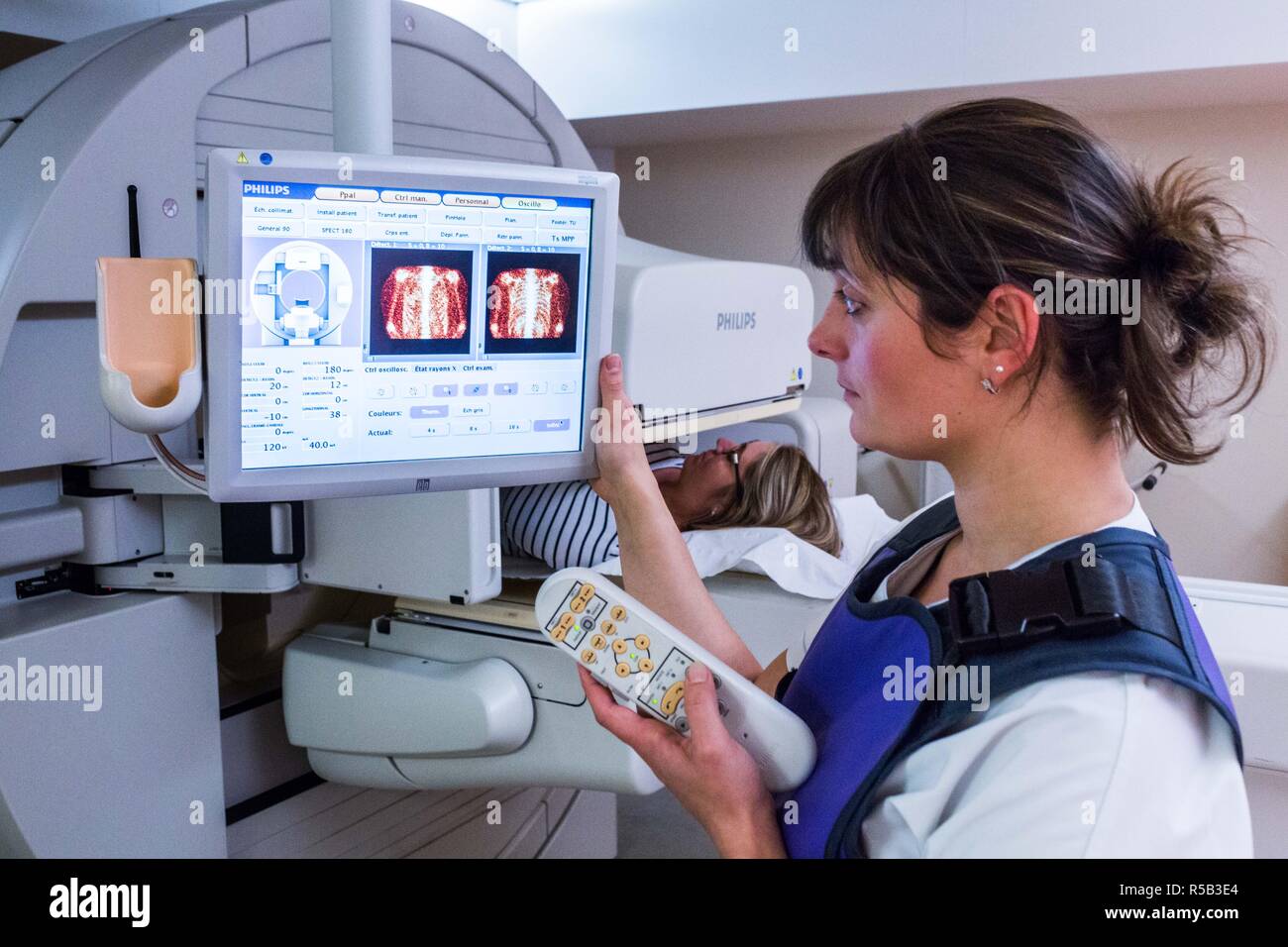 La scintigraphie osseuse, service de médecine nucléaire. Banque D'Images