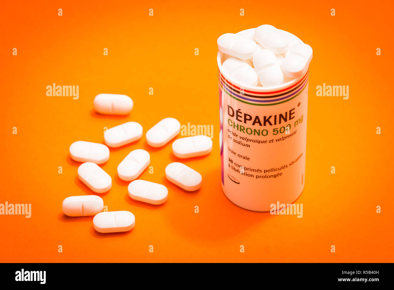 Antiepileptic Drug Depakine ®, contenant le valproate de sodium. Banque D'Images