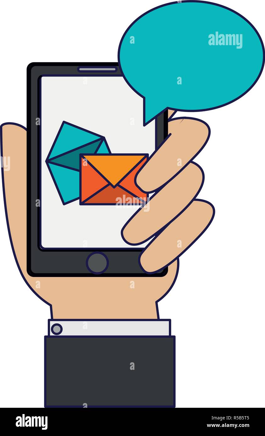 L'envoi de messagerie du smartphone Illustration de Vecteur