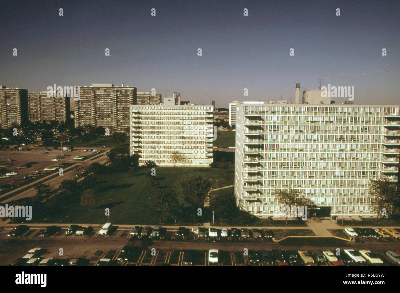 1974 - Lake Meadows complexe sur le côté sud de Chicago où vivent 70  % de Noirs, 03/1974 Banque D'Images