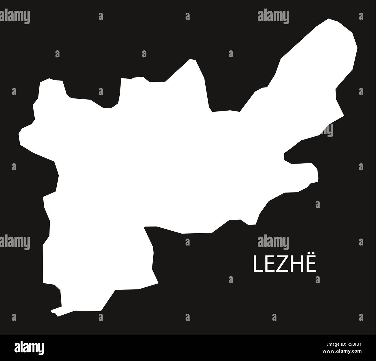 Carte de l'Albanie Lezhe inversé noir illustration silhouette Banque D'Images