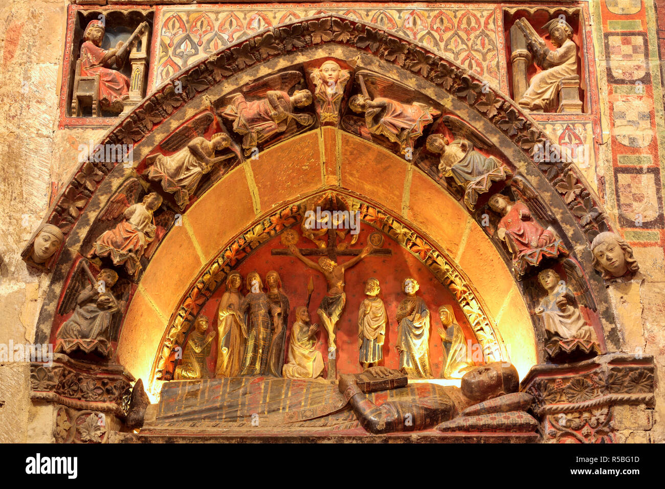 Tombe de la médiévale transept sud de l'ancienne cathédrale (Catedral Vieja de Santa Maria), Salamanque, Castille et Leon, Espagne Banque D'Images