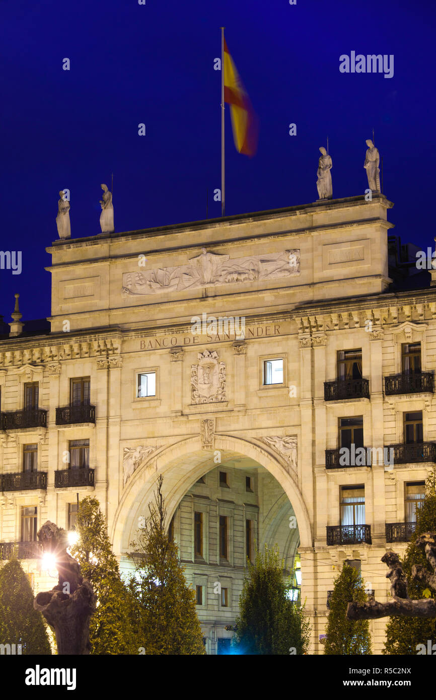 L'Espagne, Cantabria, Cantabria Région Province de Santander, l'original du bâtiment Banco de Santander, première banque de l'Europe Banque D'Images