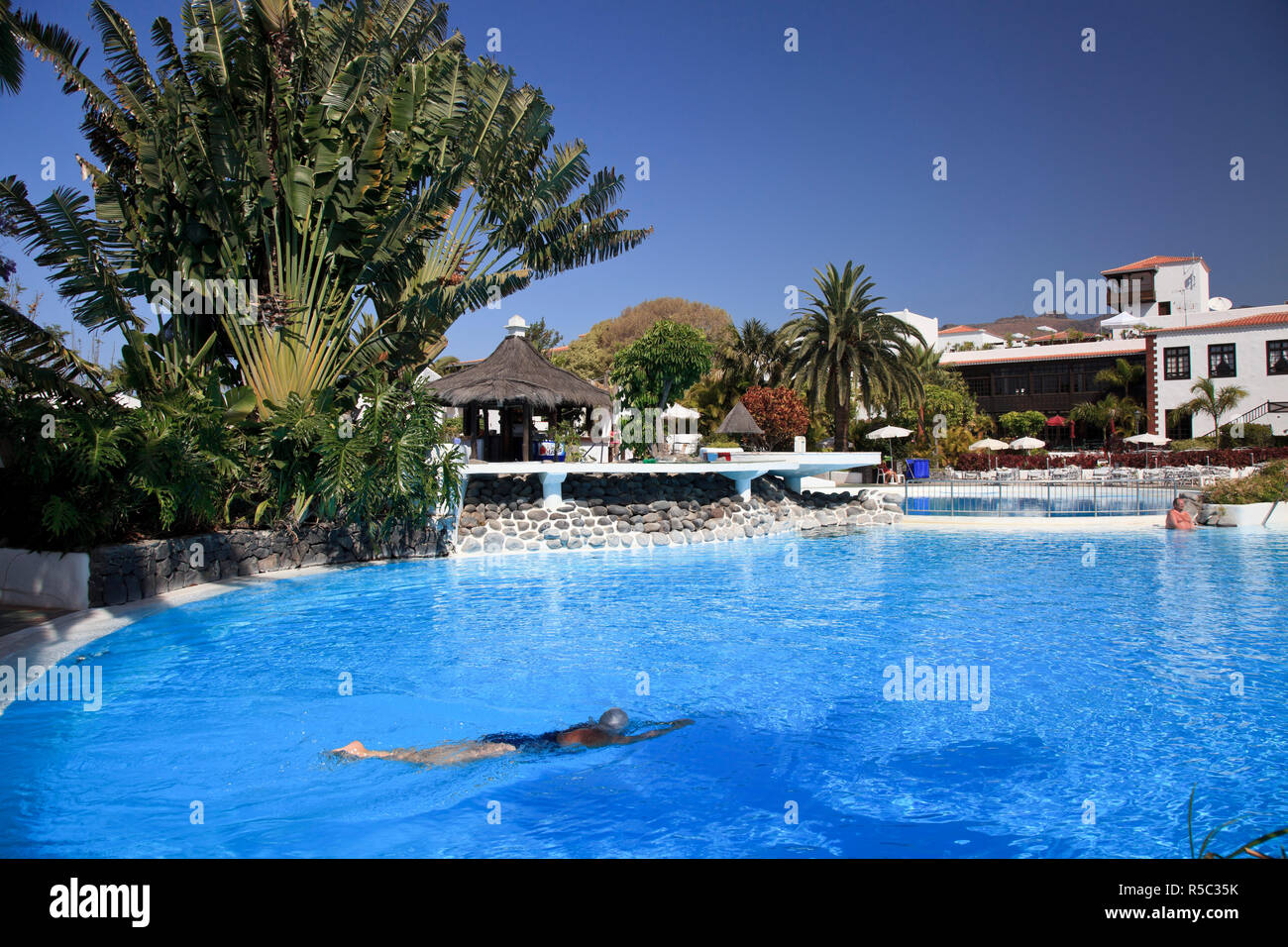 Canaries, La Gomera, Playa Santiago, jardín Tecina Resort Banque D'Images