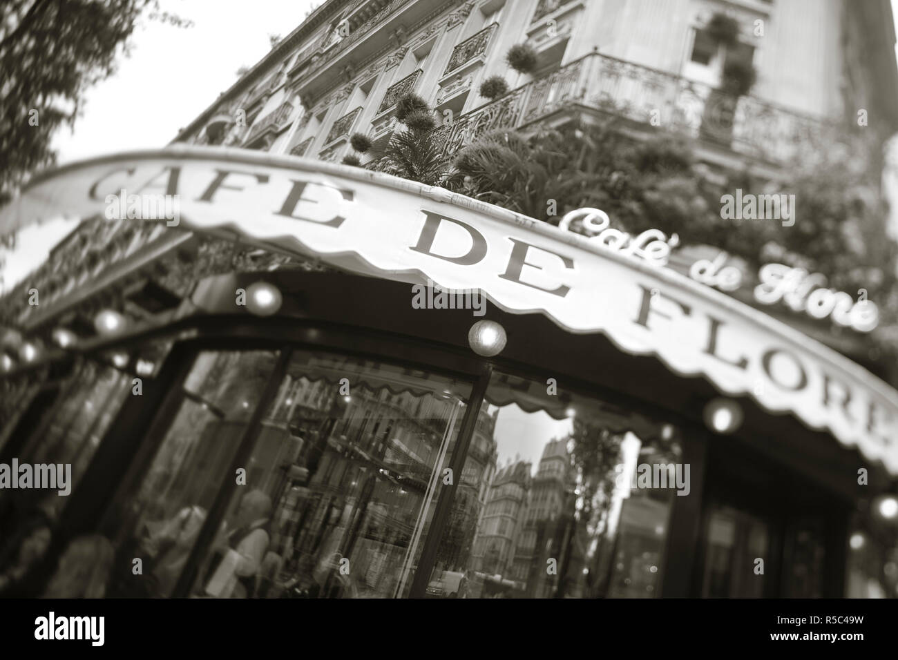 Café de Flore, Boulevard St Germain, Paris, France Banque D'Images