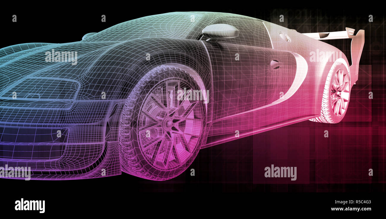 Voiture Contexte futuriste Esquisse conceptuelle Art Dessin Banque D'Images